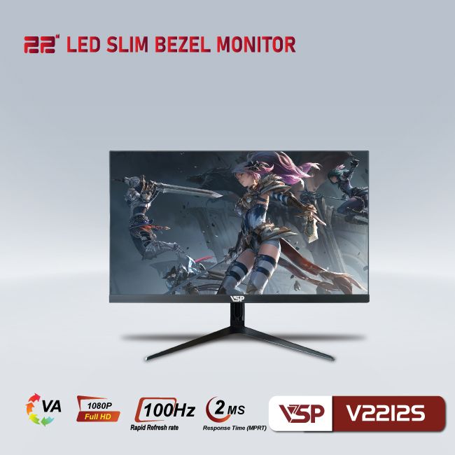 Màn hình máy tính LCD VSP V2212S Đen | 21.5inch/Full HD/Tấm nền VA/100Hz Chính Hãng