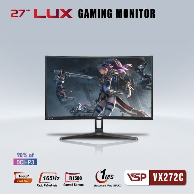 Màn hình máy tính LCD Cong VSP VX272C | 27 inch/Full HD/Tấm nền VA/165Hz Chính Hãng